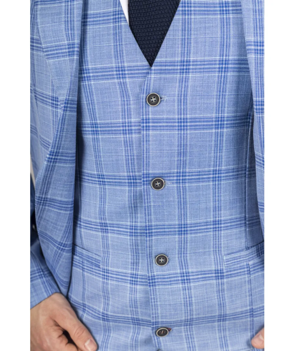 Plowman - Men's Light Blue Checked Blazer