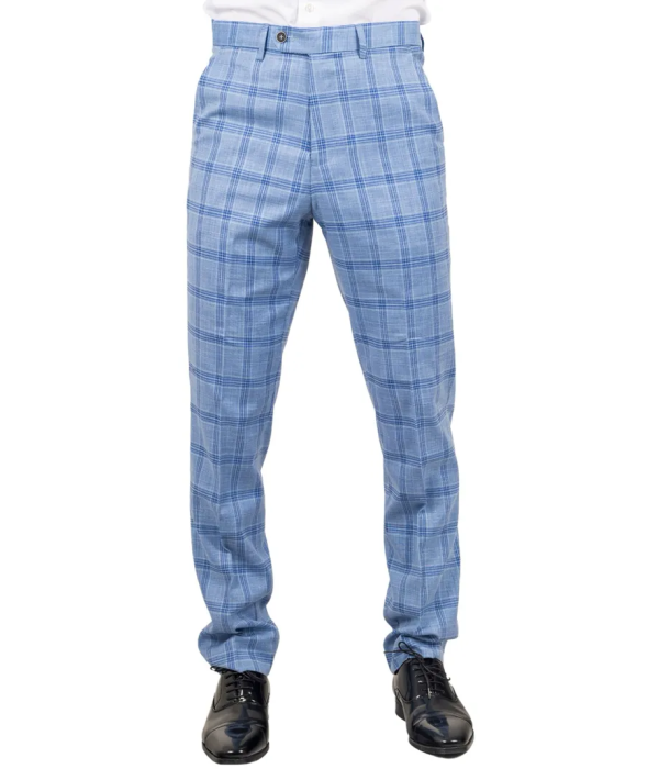 Plowman - Men's Light Blue Checked Trousers