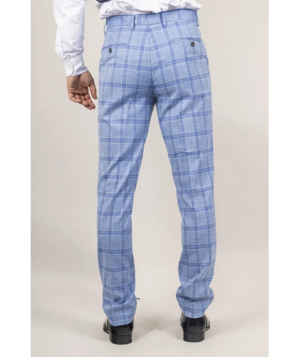 Plowman - Men's Light Blue Checked Trousers