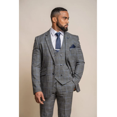 Power - Men's Grey Check Slim Fit Blazer