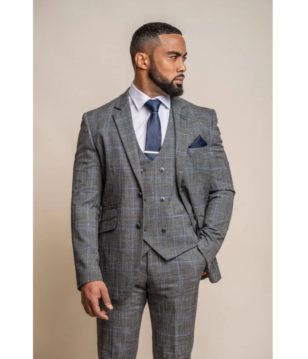 Power - Men's Grey Check Slim Fit Blazer