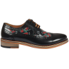 Ross - Men's Black Floral Skull Print Leather Brogue Shoes