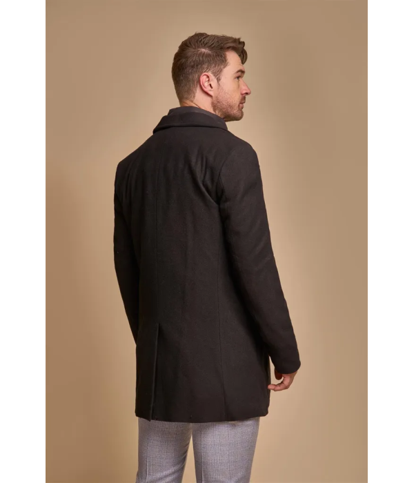 Sanford - Men's Black Wool Blend Overcoat