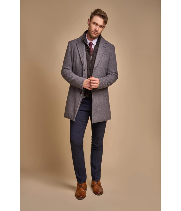 Sanford - Men's Grey Wool Blend Overcoat