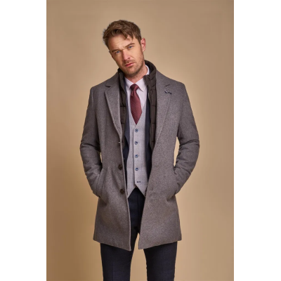 Sanford - Men's Grey Wool Blend Overcoat