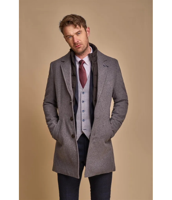 Sanford - Men's Grey Wool Blend Overcoat