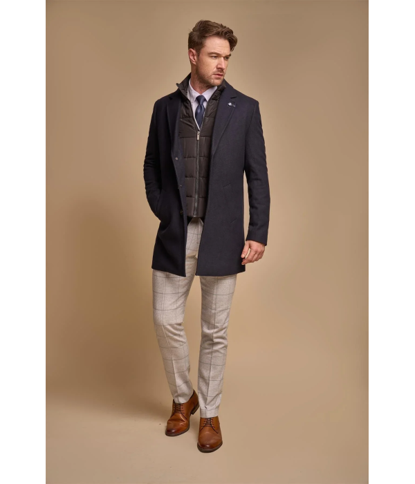 Sanford - Men's Navy Wool Blend Overcoat