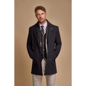 Sanford – Men’s Navy Wool Blend Overcoat