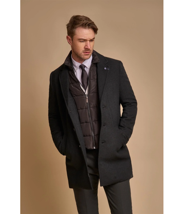 Sanford - Men's Forest Green Wool Blend Overcoat