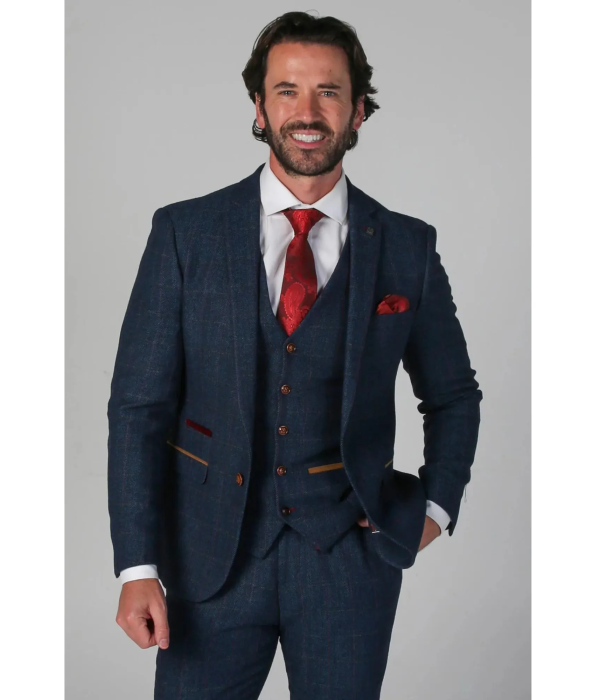 Scott - Men's Blue Tweed Checked Blazer