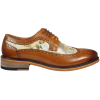 Scott - Men's Brown Iconic Print Leather Brogue Shoes