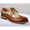 Scott - Men's Brown Iconic Print Leather Brogue Shoes