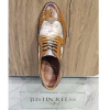 Scott - Men's Brown Iconic Print Leather Brogue Shoes