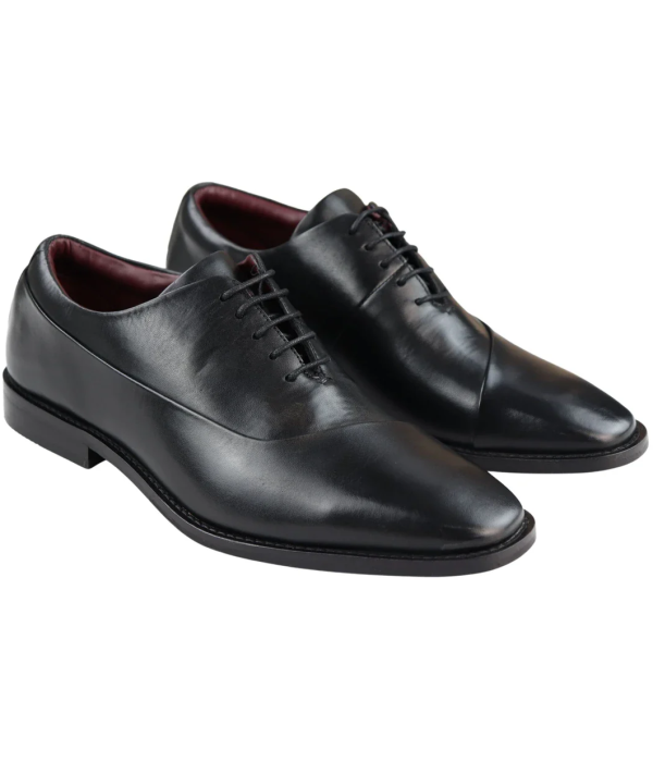 Mens Laced Real Leather Derby Shoes Smart Formal Classic Black