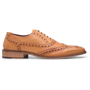 Mens Laced Brogues Shoes Classic Tailoring Tan Brown Vintage Formal Smart