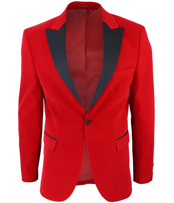 Men's Red Velvet Tux Blazer Satin Lapels Dinner Wedding Prom Black Tie