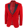 Men's Red Velvet Tux Blazer Satin Lapels Dinner Wedding Prom Black Tie