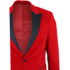 Men's Red Velvet Tux Blazer Satin Lapels Dinner Wedding Prom Black Tie