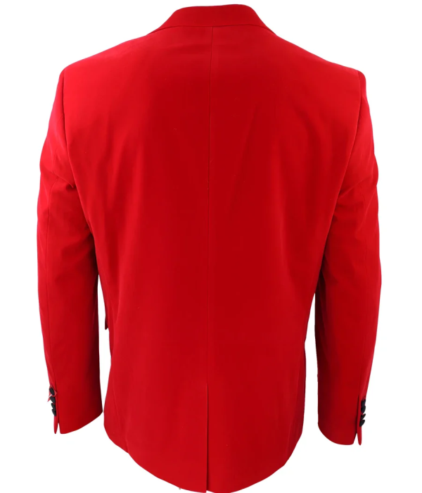 Men's Red Velvet Tux Blazer Satin Lapels Dinner Wedding Prom Black Tie