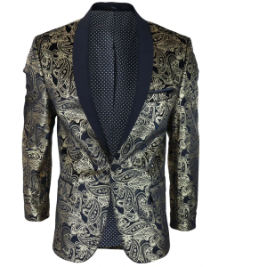 STZ64-65 – Men’s Velvet Paisley Floral Blazer Black Tuxedo Jacket