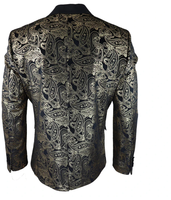 STZ64-65 - Men's Velvet Paisley Floral Blazer Black Tuxedo Jacket