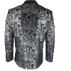 STZ64-65 - Men's Velvet Paisley Floral Blazer Silver Black Tuxedo Jacket