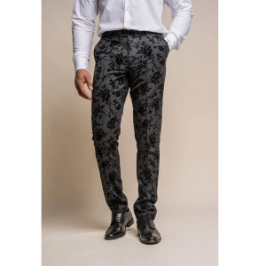 Georgi – Men’s Black Floral Trousers