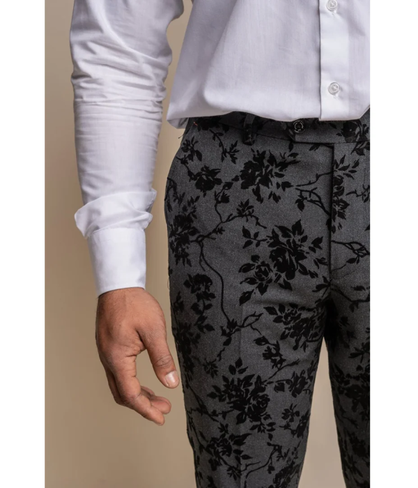 Georgi - Men's Black Floral Trousers