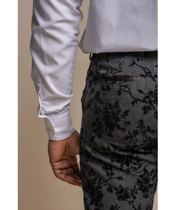 Georgi - Men's Black Floral Trousers