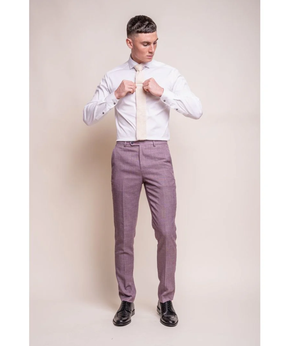 Miami - Men's Pink Crosshatch Summer Trousers