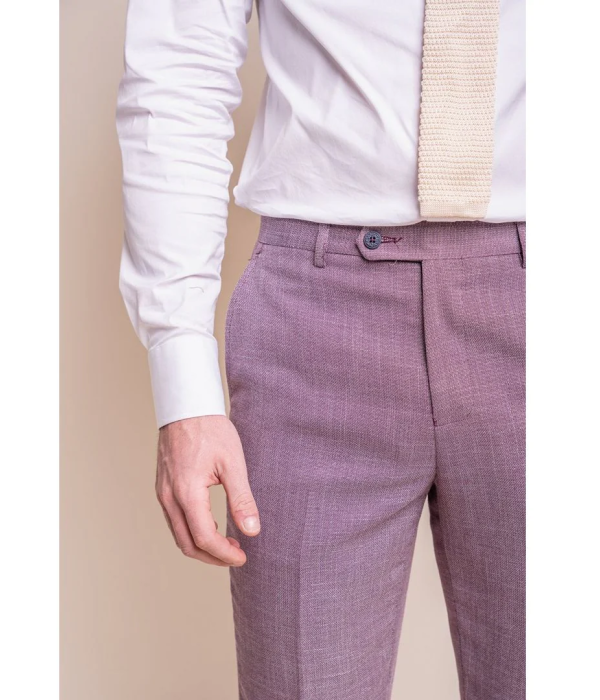 Miami - Men's Pink Crosshatch Summer Trousers