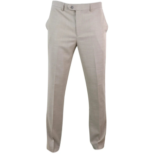 Sandon – Men’s Cream Crosshatch Pattern Trousers