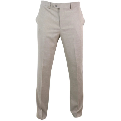 Sandon - Men's Cream Crosshatch Pattern Trousers