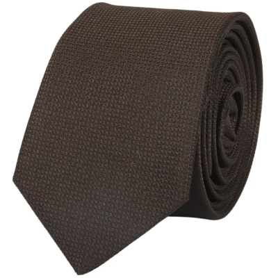 Men's Tie Pocket Sqaure Set Formal Solid Necktie - Brown