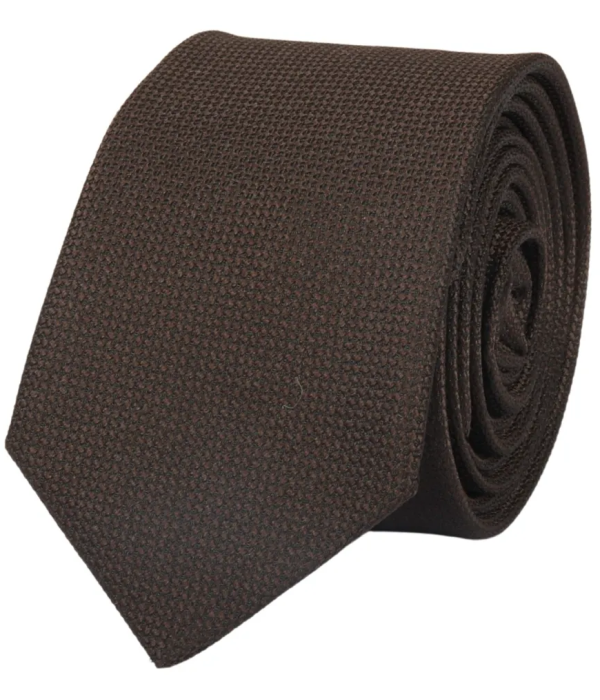 Men's Tie Pocket Sqaure Set Formal Solid Necktie - Brown