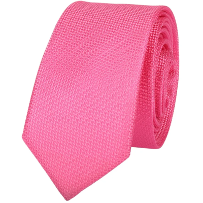 Men's Tie Pocket Sqaure Set Formal Solid Necktie - Fuschia