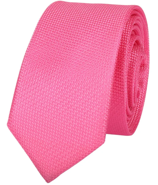 Men's Tie Pocket Sqaure Set Formal Solid Necktie - Fuschia