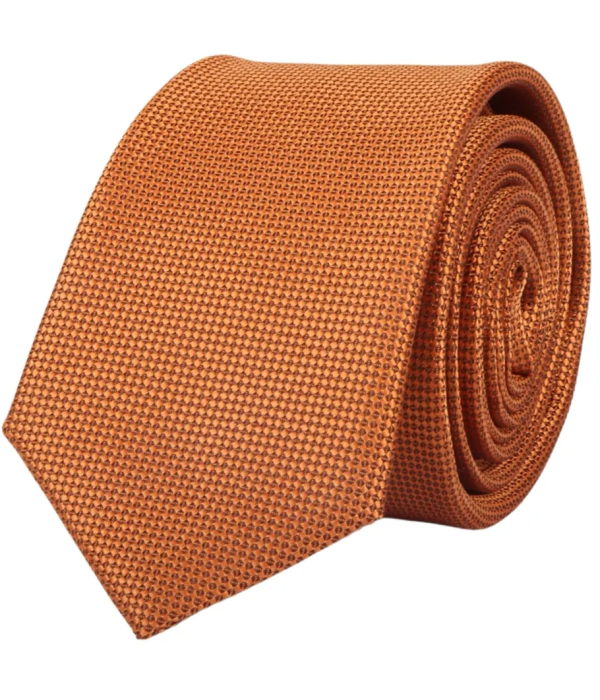 Men's Tie Pocket Sqaure Set Formal Solid Necktie - Rust