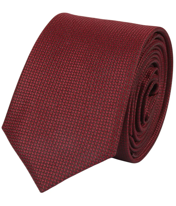 Men's Tie Pocket Sqaure Set Formal Solid Necktie - Wine