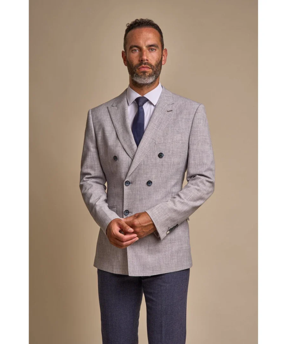 Tokyo - Men's Grey Double Breasted Blazer