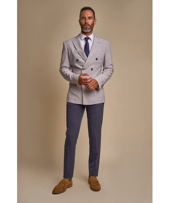 Tokyo - Men's Grey Double Breasted Blazer