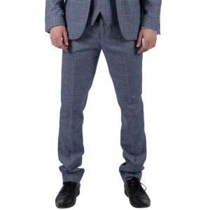 Victor – Men’s Tweed Check Blue Wedding Trousers