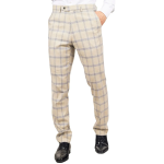 Warwick - Men's Beige Checked Trousers - 38W