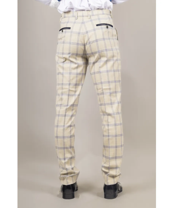 Warwick - Men's Beige Checked Trousers