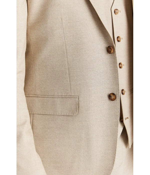 Belmont - Men's Beige 3 Piece Stitch Lapel Classic Suit