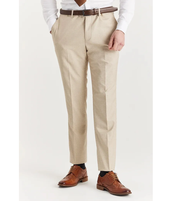 Belmont - Men's Beige 3 Piece Stitch Lapel Classic Suit