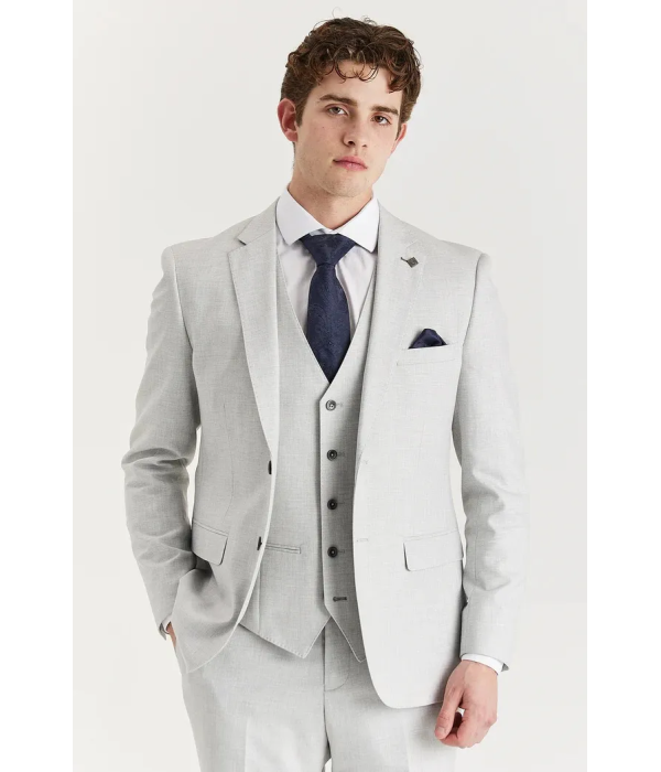 Belmont - Men's Silver 3 Piece Stitch Lapel Classic Suit