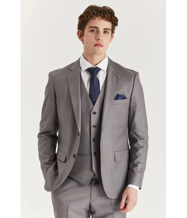 Edward - Men's Grey 3 Piece Stitch Lapel Classic Suit
