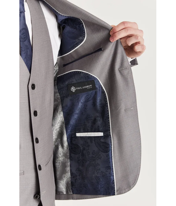Edward - Men's Grey 3 Piece Stitch Lapel Classic Suit