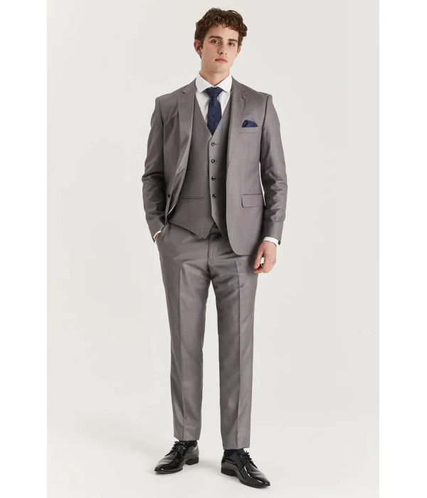 Edward - Men's Grey 3 Piece Stitch Lapel Classic Suit